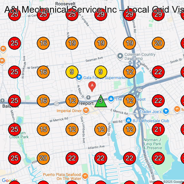 A&I Mechanical Service Inc GeoGrid visibility map for Hvac Contractor in Baldwin